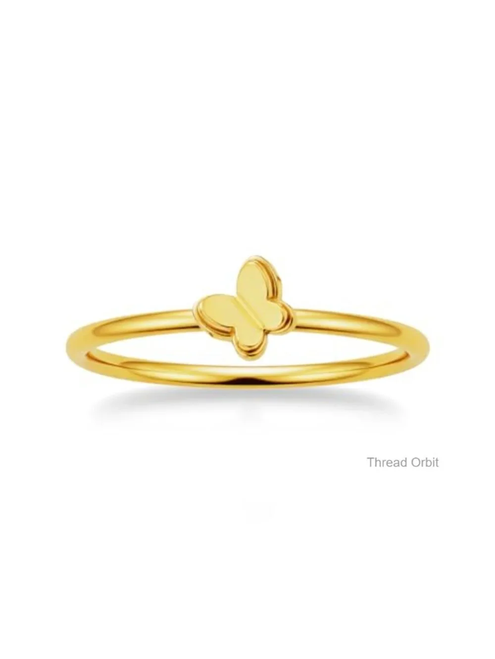 1mm Thin Butterfly Ring, 18k Gold Plated Titanium, Minimalist Band Ring